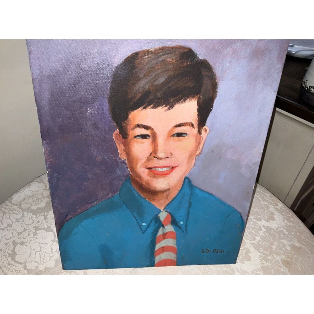 Amazing vintage male oil painting on board; 1995 S. DiPeri Great male portrait